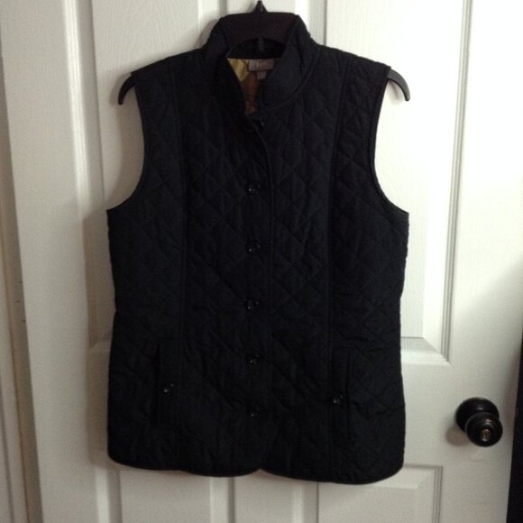 J.Jill Quilted Vest, "M" Black, Quilted; Collared/Buttons Eclectic Style, Golf - Picture 1 of 4